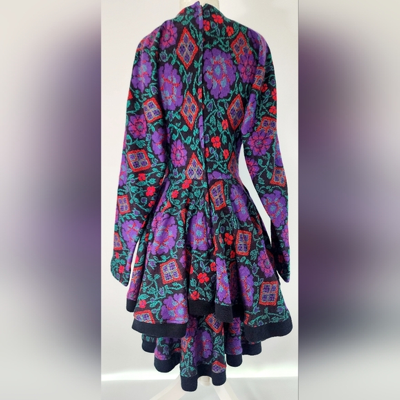 Vintage Barboglio Cristina-jan long sleeve floral tapestry ruffle dress - Picture 4 of 9